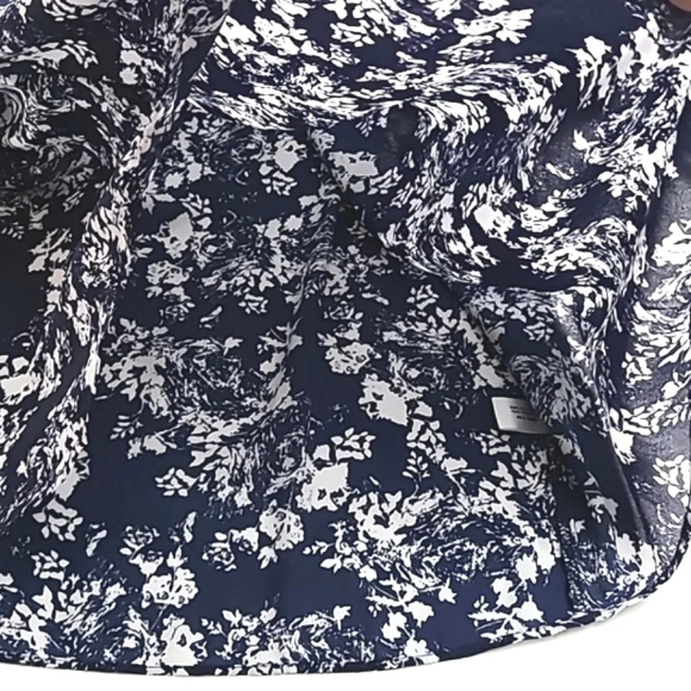 Violet + Claire Women's Blouse White Navy Floral Long Sleeve Semi Sheer Size S - Picture 6 of 15